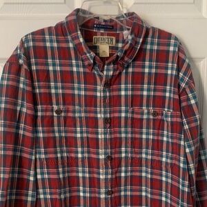 Duluth Trading Co Men's Blue and Red Plaid Shirt 2XL Magnetic Buttons